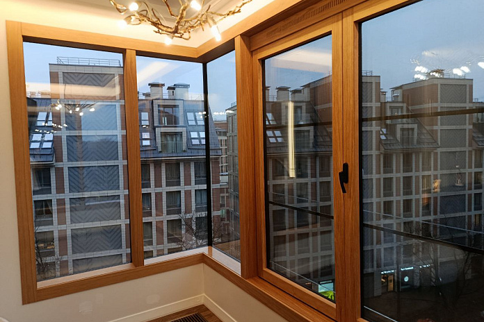 Облицовка эркерного окна дубовым шпоном (6). Работы компании РСК Интерьер.